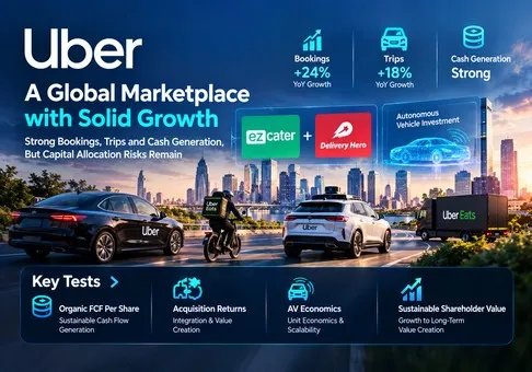 Uber Technologies（UBER）股票研究報告－現金流支撐價值，但收購案必須證明其效益
